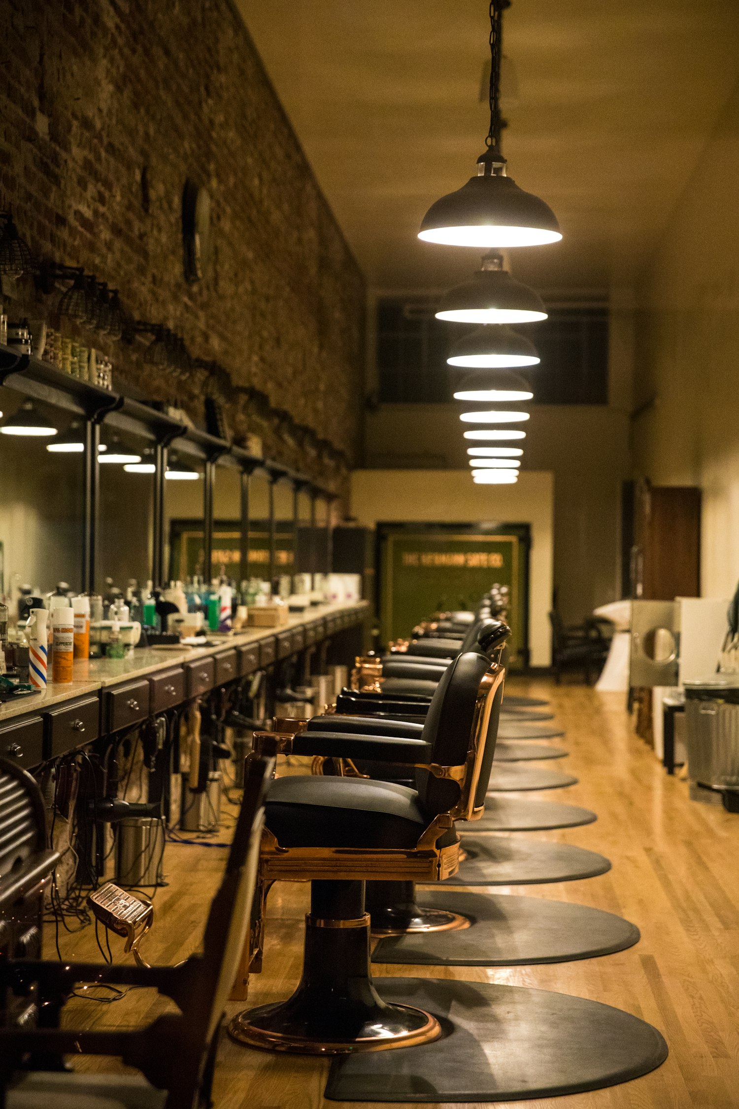 Row of barber chairs